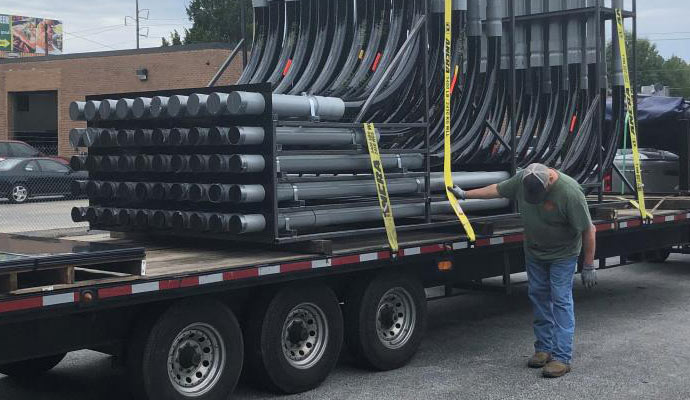 Duct bank conduit spacers with van