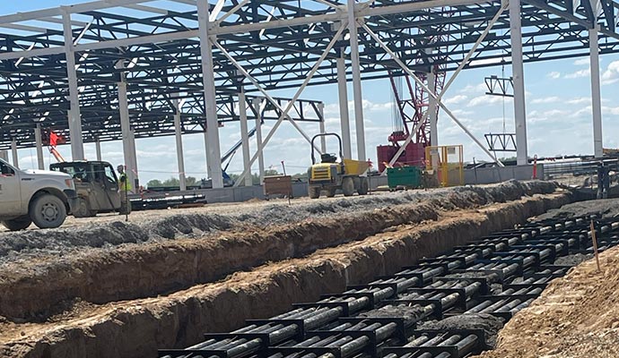 Duct bank installed in a construction site
