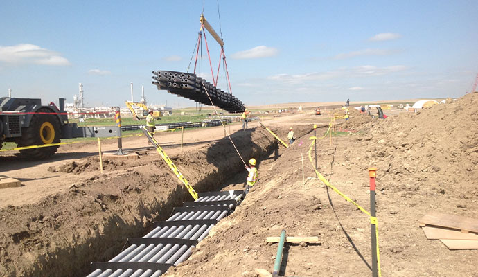 Duct bank spacer installation by professionals