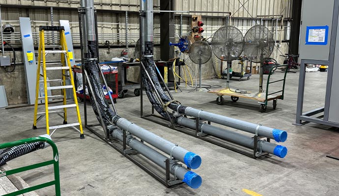 Electrical conduits in a warehouse