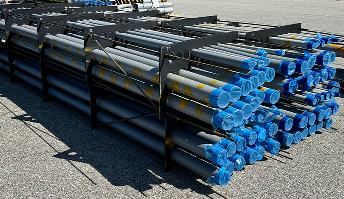 Industrial steel pipes stacked