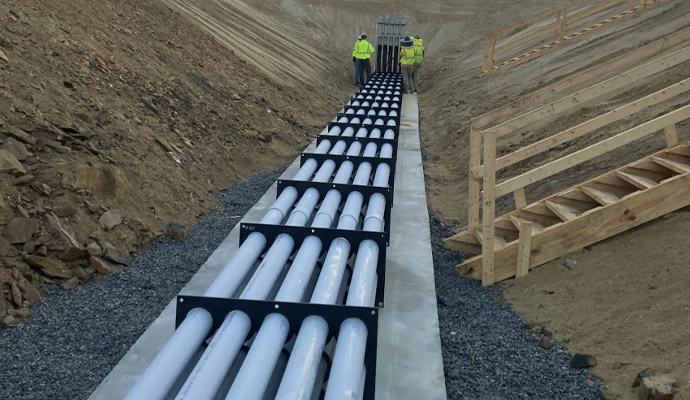 Large-scale underground conduit installation by experts