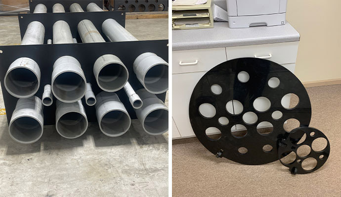 Collage of PVC pipe and alignment rack system