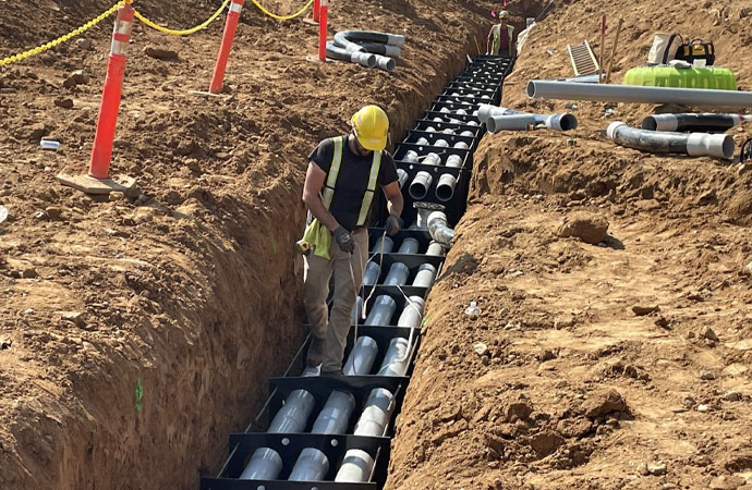 Underground conduit spacers installation