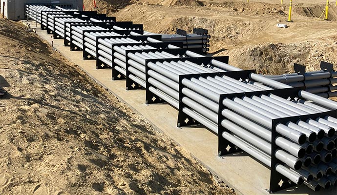 Underground pvc duct bank with spacers